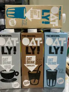 Vegan milk options by Oatly